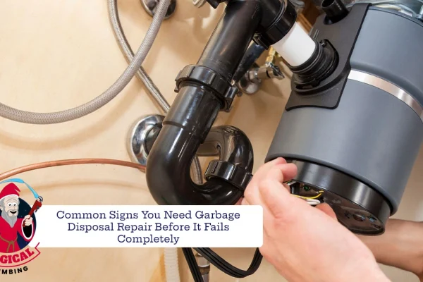 plumber examining a garbage disposal