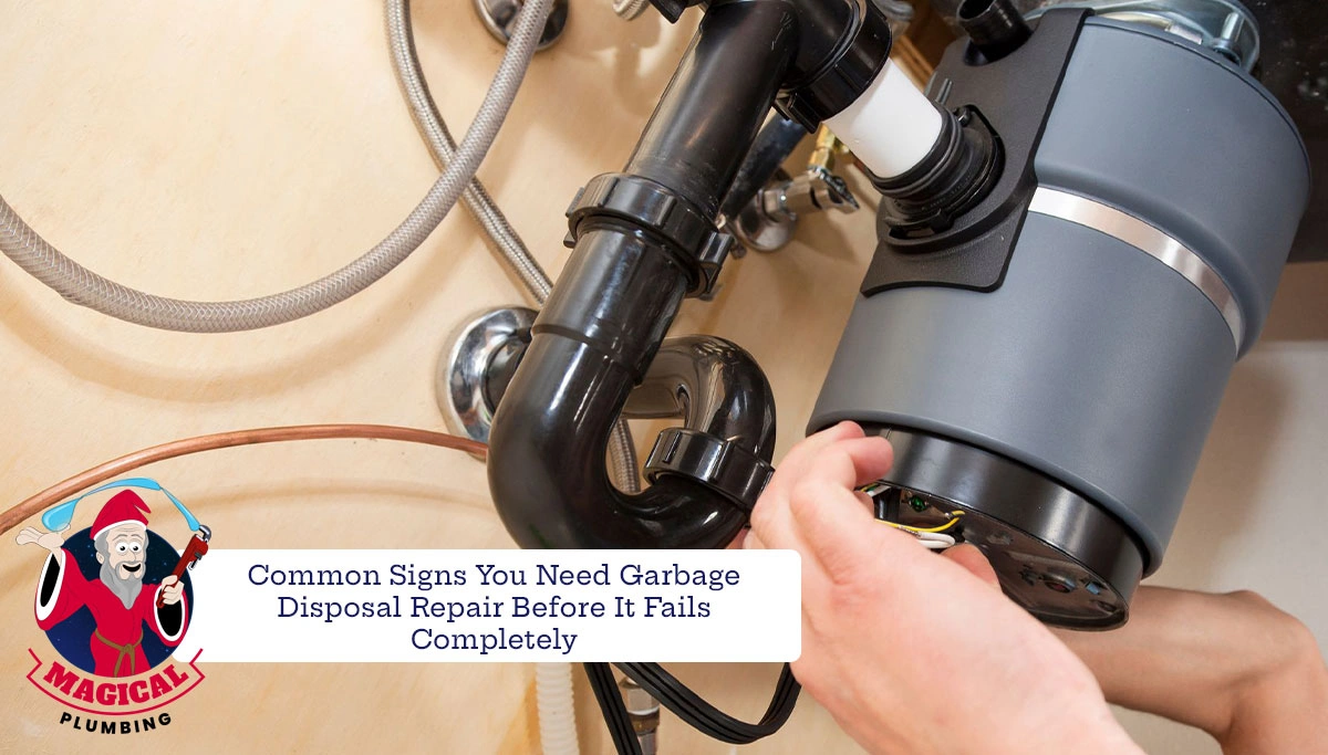 plumber examining a garbage disposal