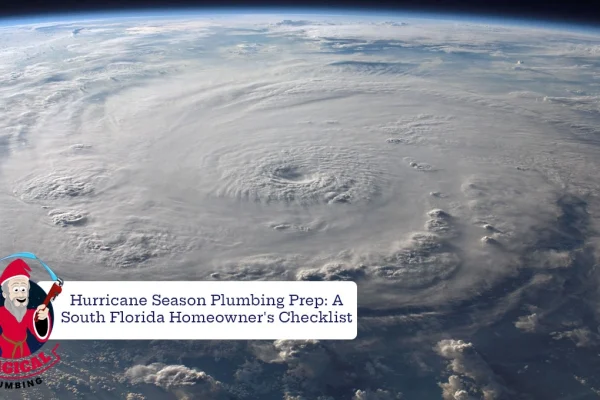 aerial view of Earth with a massive swirling hurricane,