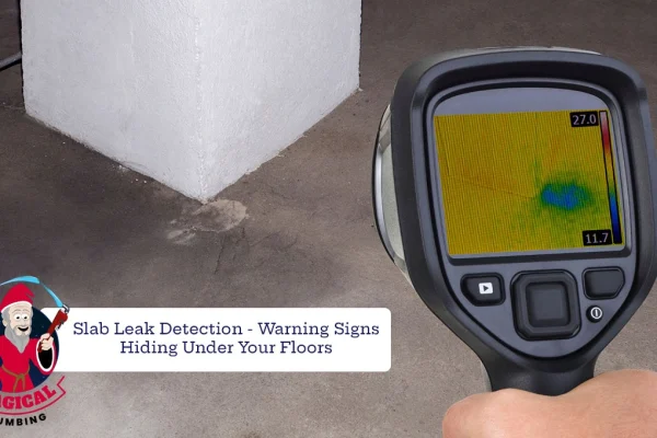 Thermal imaging inspection detects a potential moisture issue beneath a concrete floor, helping professionals identify hidden water leaks and prevent property damage.